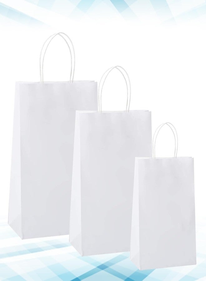 Aakriti White Kraft Gift Bags with Handles, Natural Plain Kraft Paper Shopping Bags for Retail Business, Grocery, Craft, Birthday, Wedding, Party Favors in 3 Sizes (45 PCS White Paper Bag) Mix Sizes - Image 2
